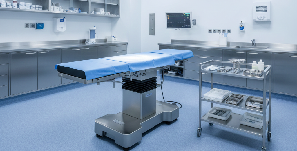 Sterile operating or procedure room with surgical lights